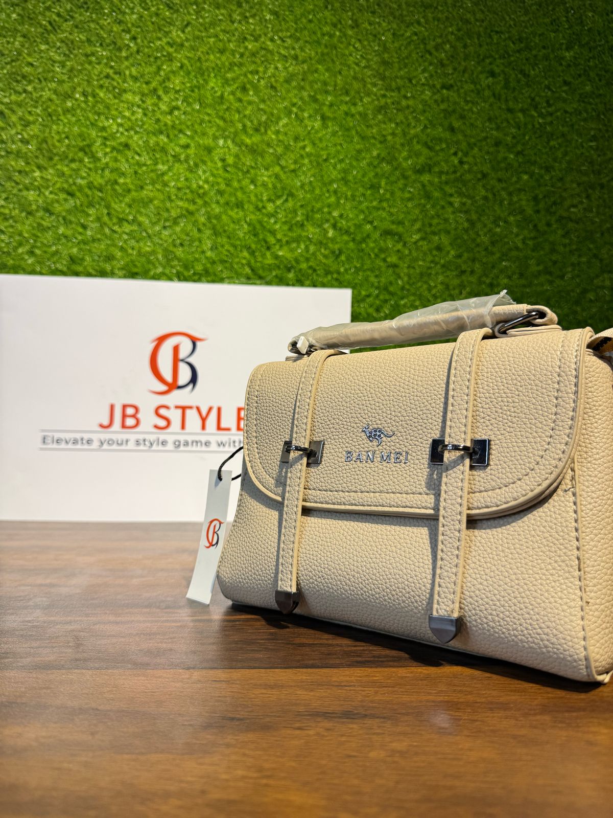 Ban Mei Beige Buckle Satchel by JB Style