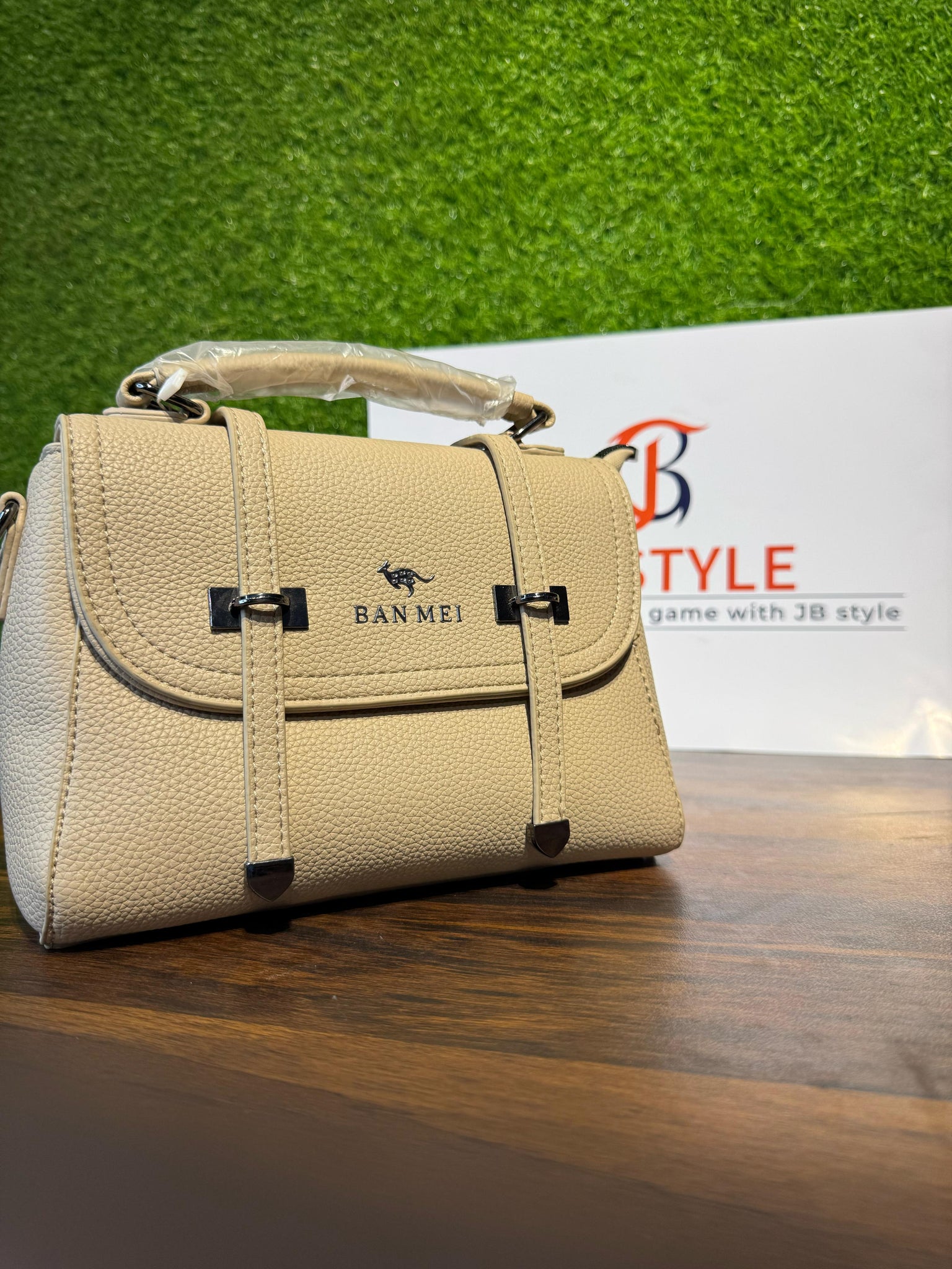 Ban Mei Beige Buckle Satchel by JB Style
