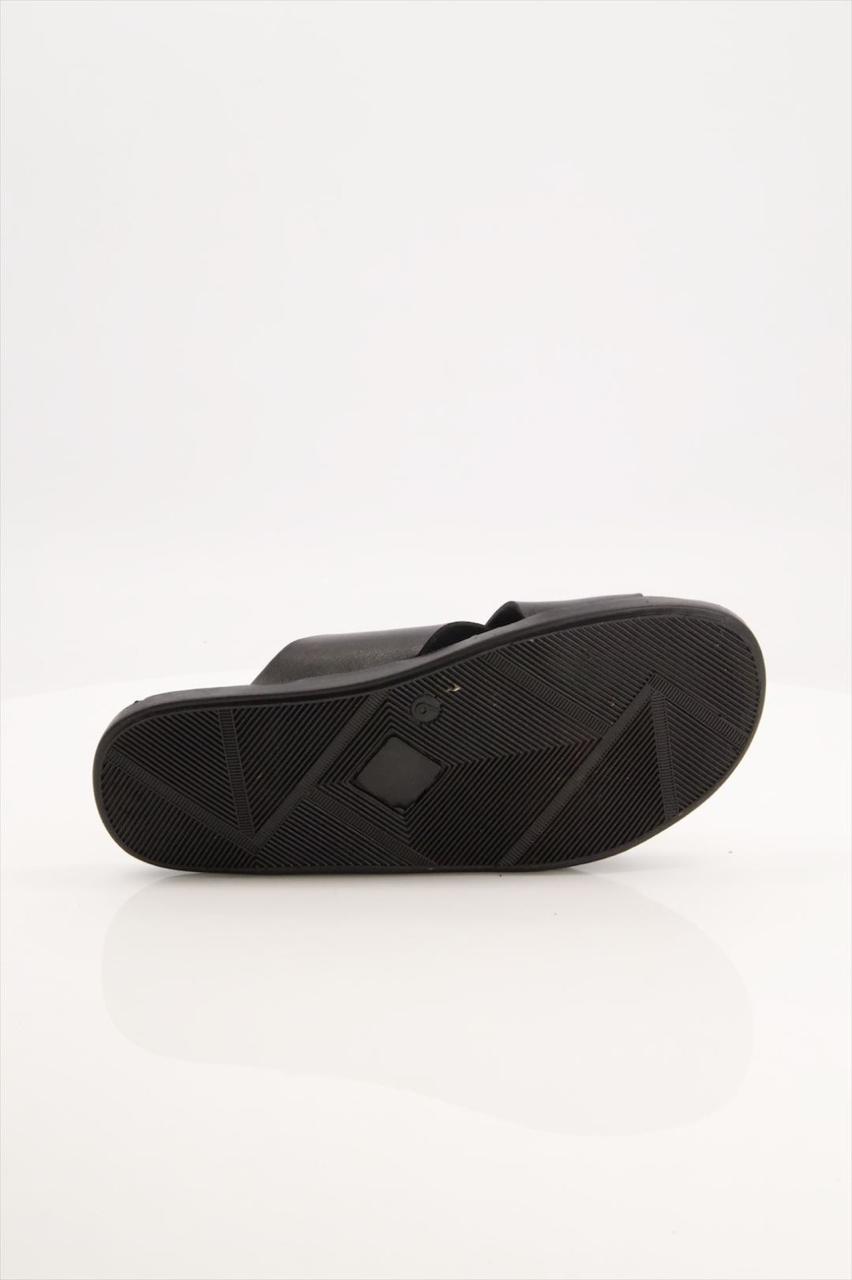 Brown Cross-Strap Leather Slides by JB Style